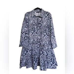 New York n Co Blue & White Floral Dress